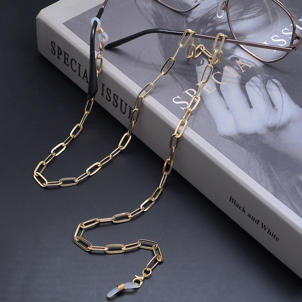 Gold Paperclip Link Glasses Ch - Mask Chain Holder 评论和价格