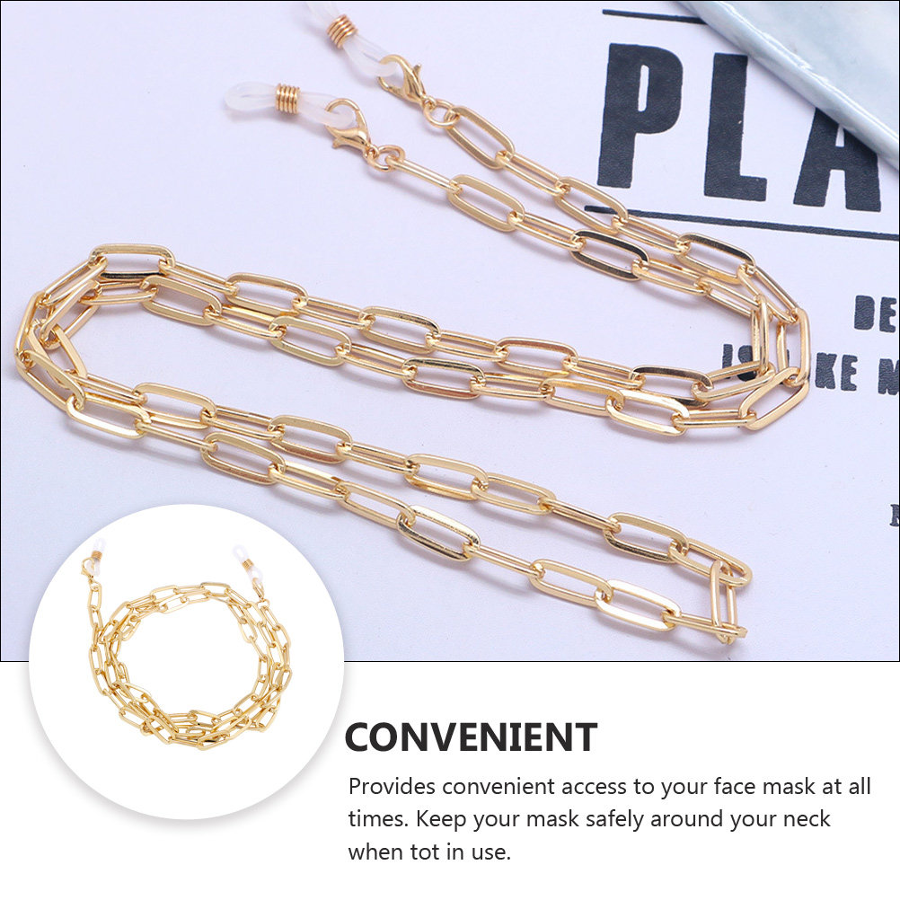 Gold Paperclip Link Glasses Ch - Mask Chain Holder 评论和价格