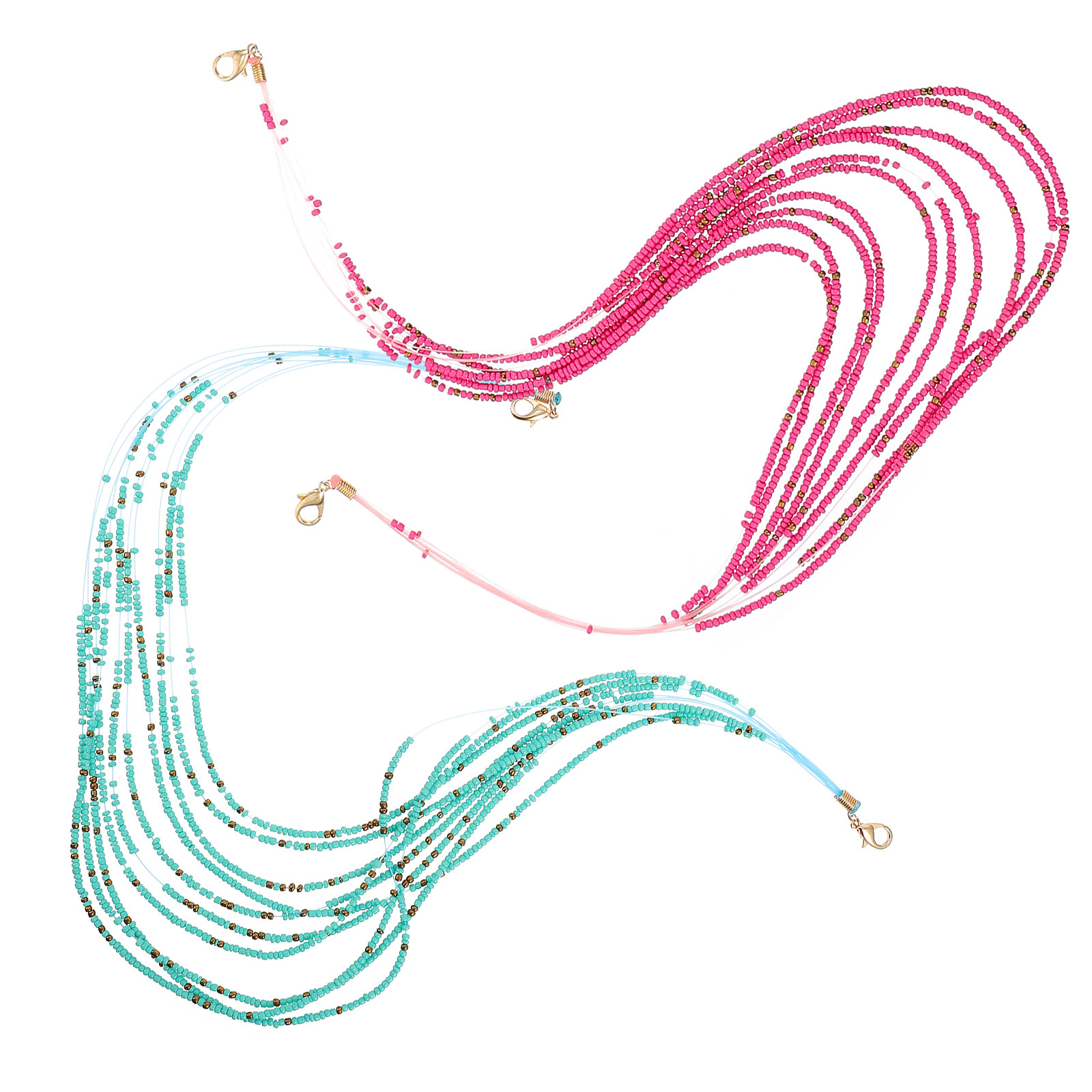 2Pcs Colorful Beaded Bohemia S - Mask Chain Holder 评论和价格